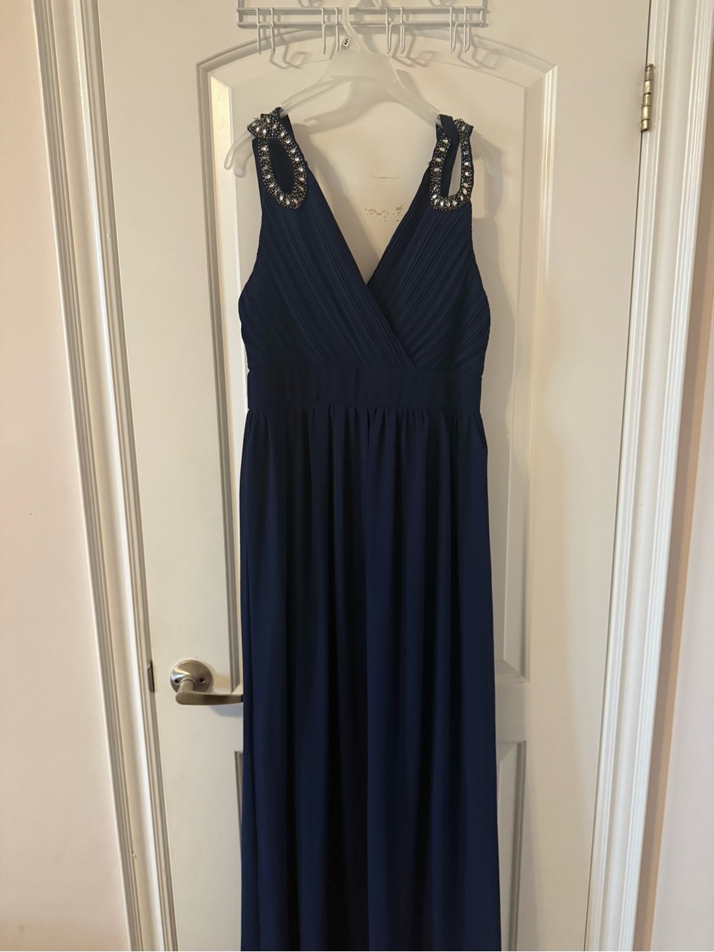 TFNC Navy Maxi Dress with Beaded Straps